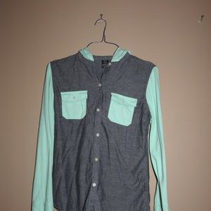 BUCKLE button down hooded shirt